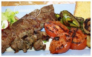 Côtes de boeuf et légumes grillés
