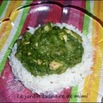 Poulet aux épinards sur un lit de riz